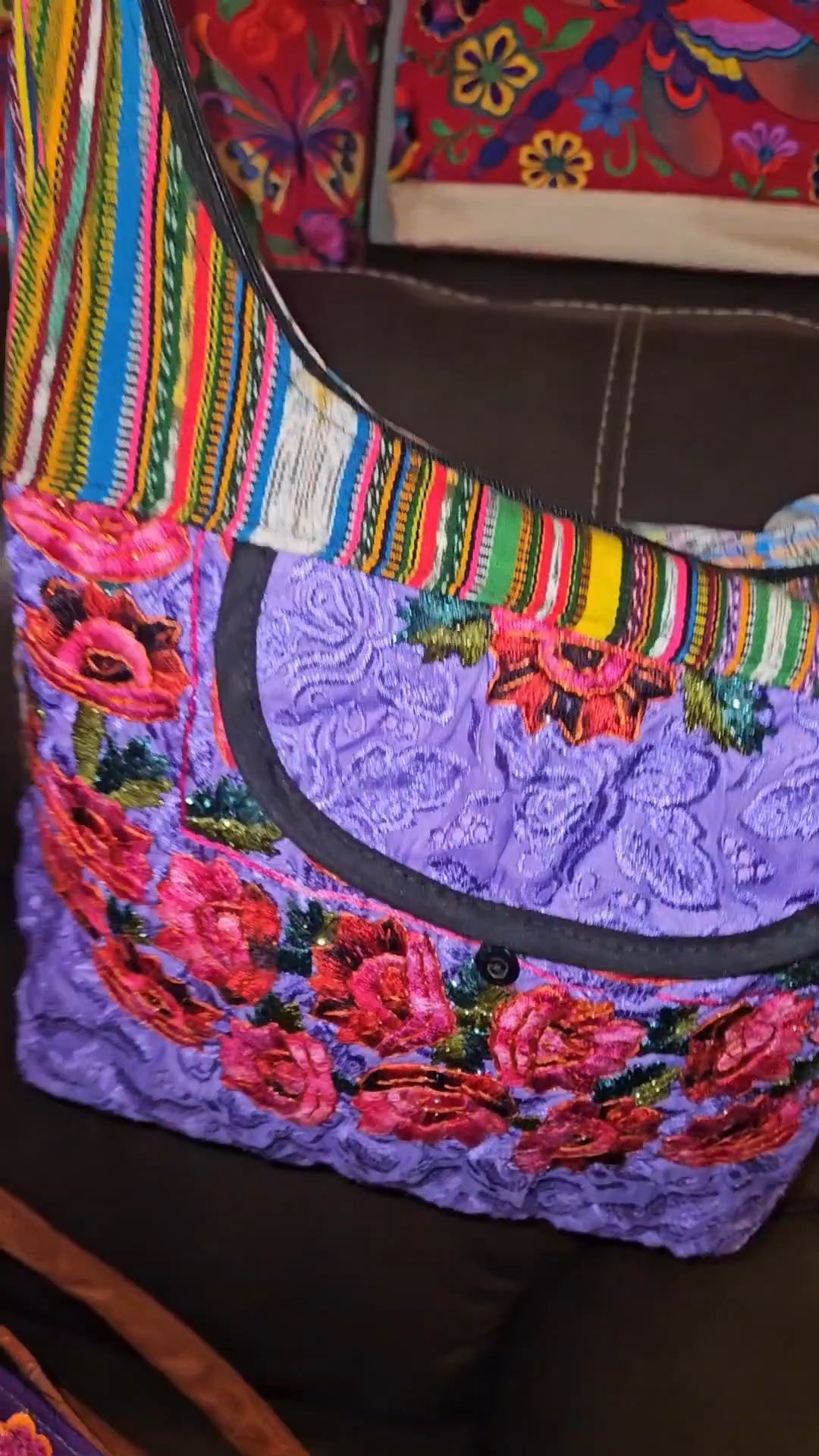 Handmade Floral Embroidered Hobo Bag
