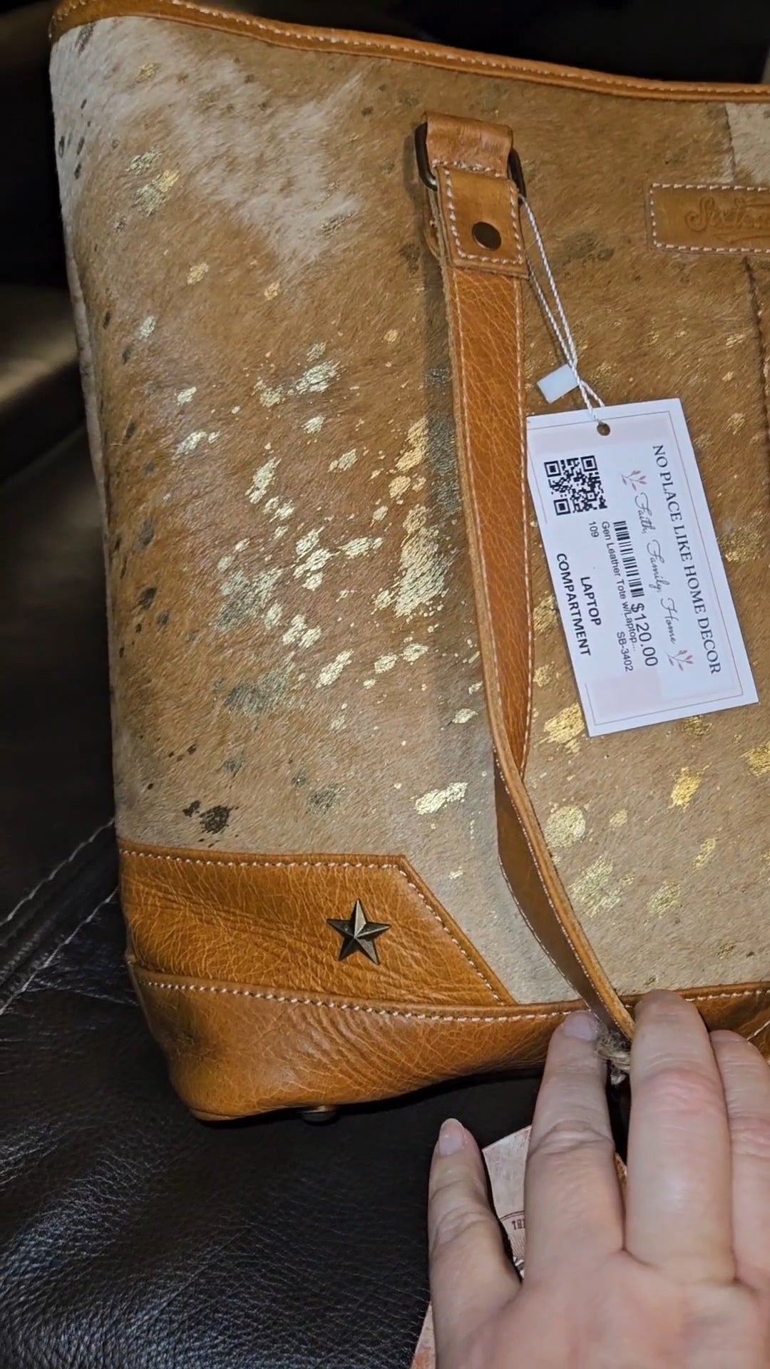 Genuine Leather Tote w/Laptop Compartment
