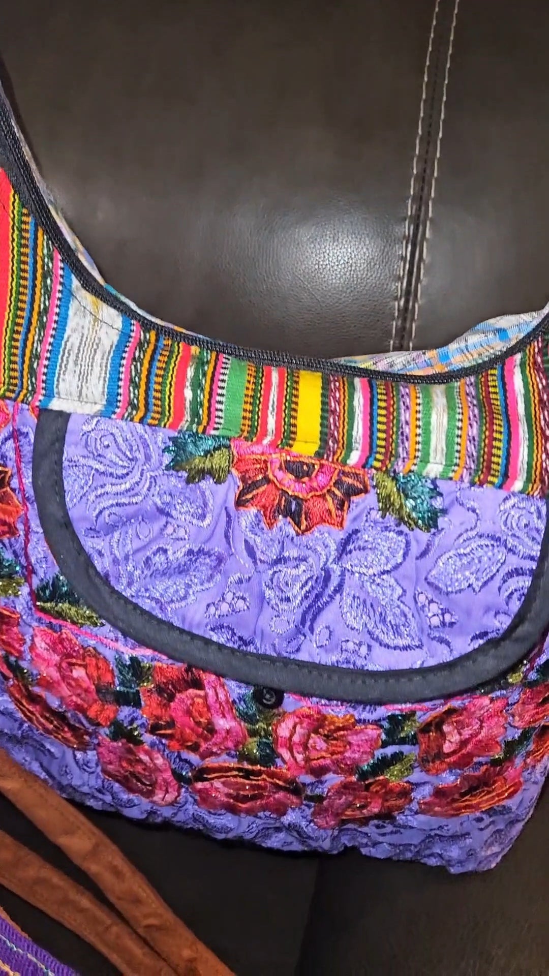 Handmade Floral Embroidered Hobo Bag