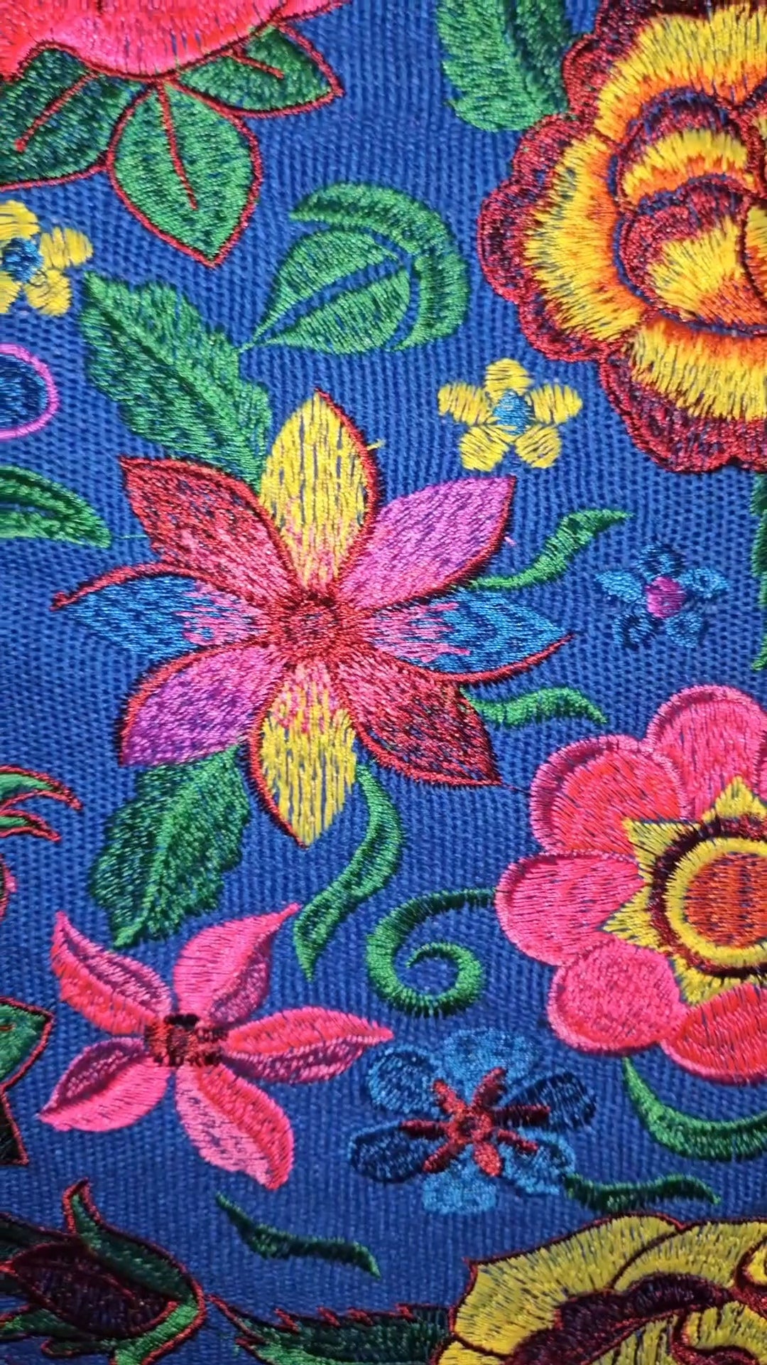 Large Embroidered Floral Tote Purse