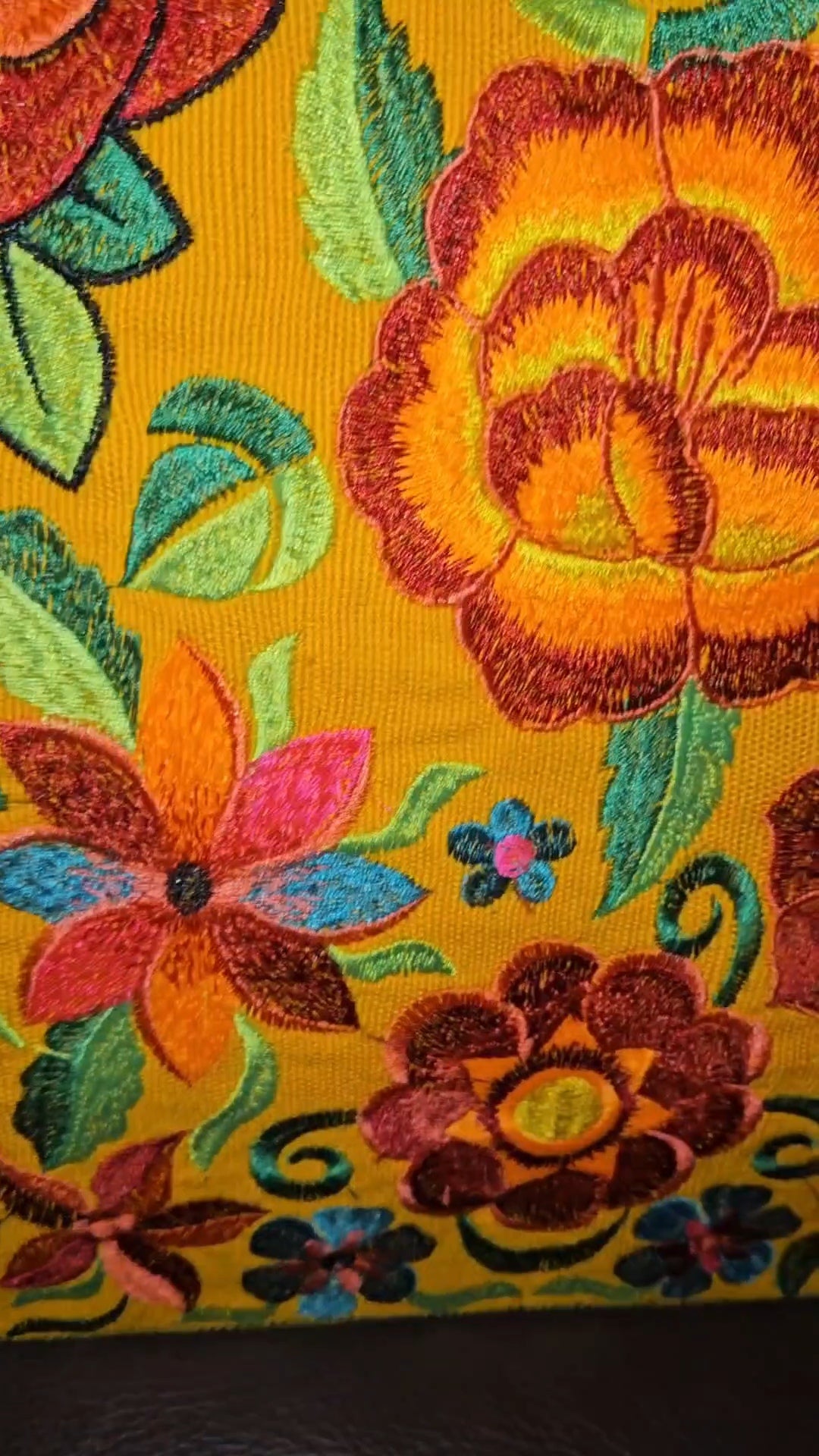 Large Embroidered Floral Tote Purse