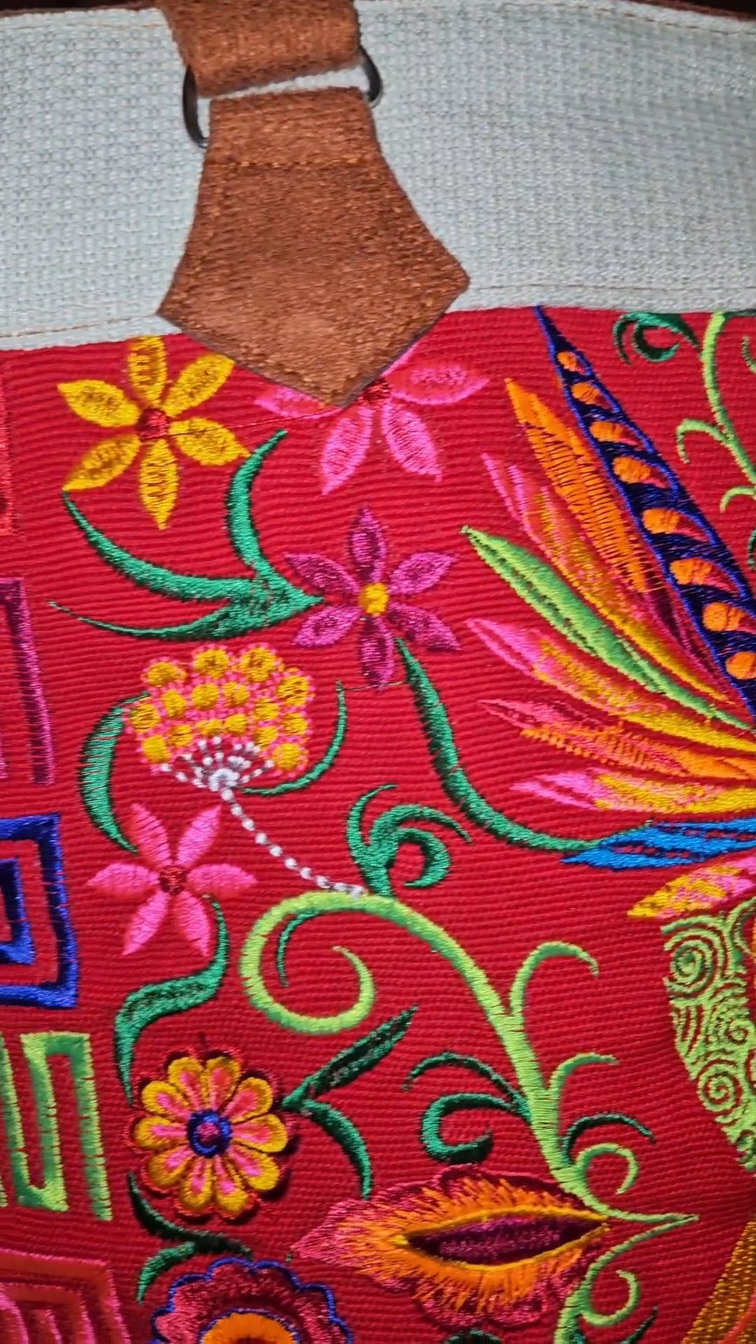 Embroidered Hummingbird Tote Purse