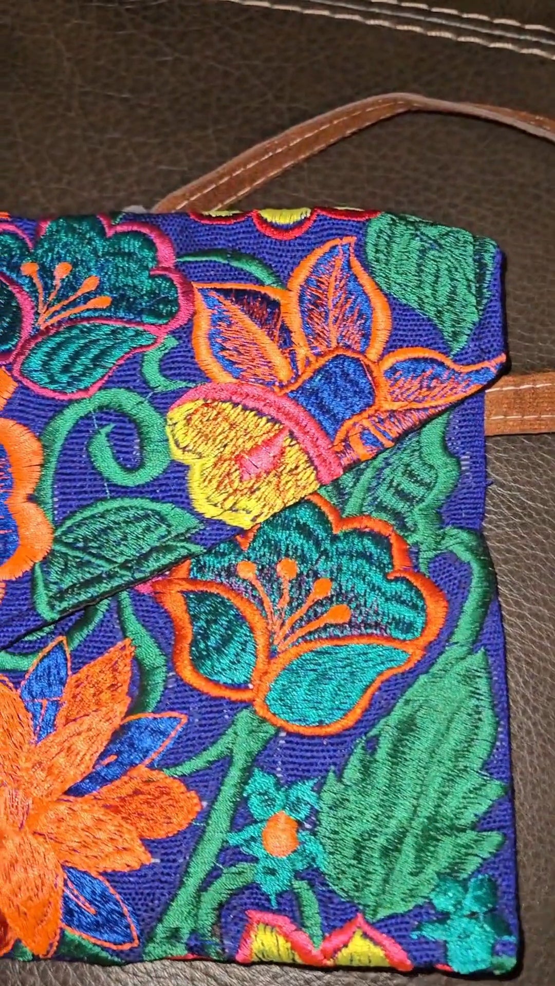 Embroidered Floral Envelope Crossbody