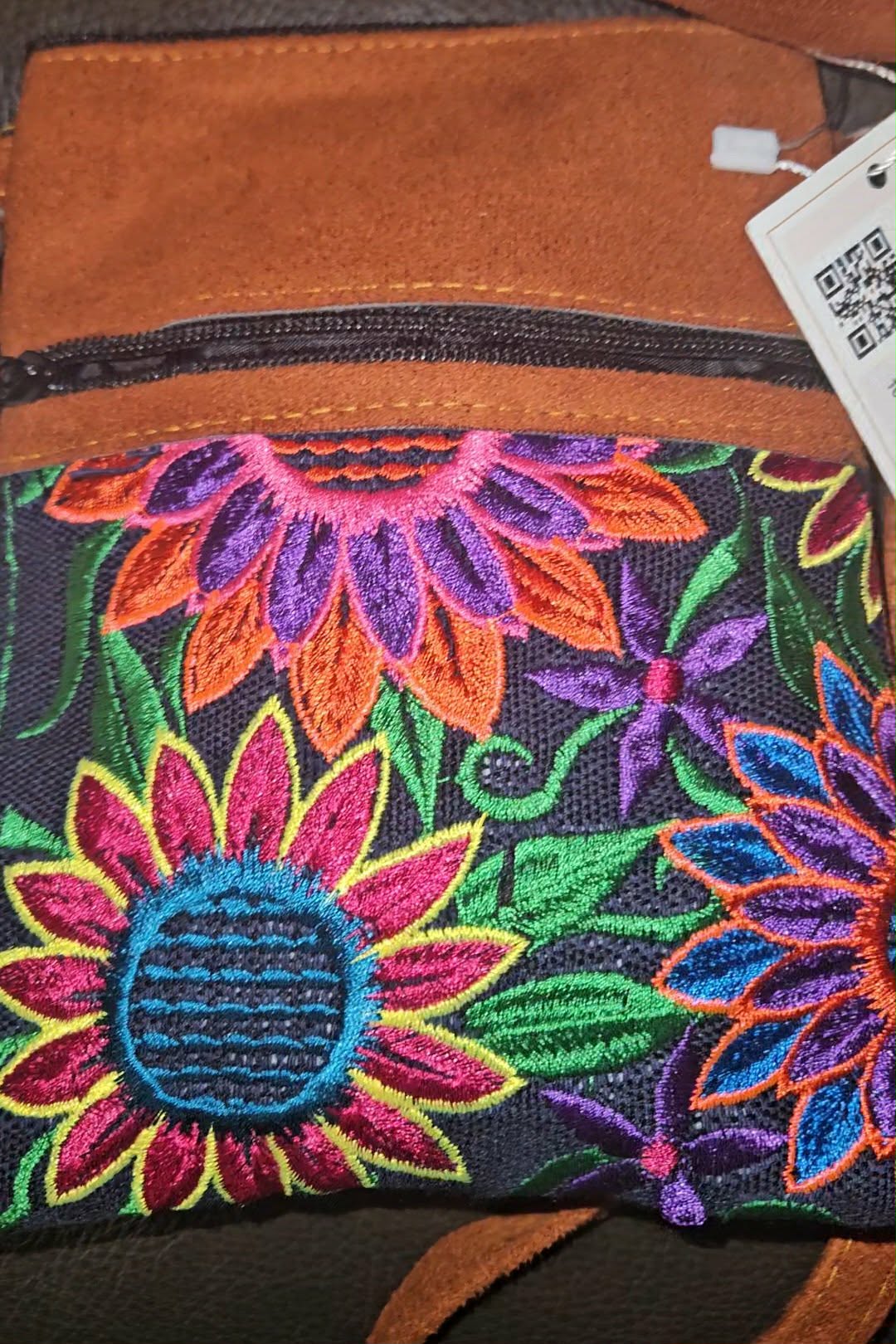 Small Embroidered Floral Leather Purse
