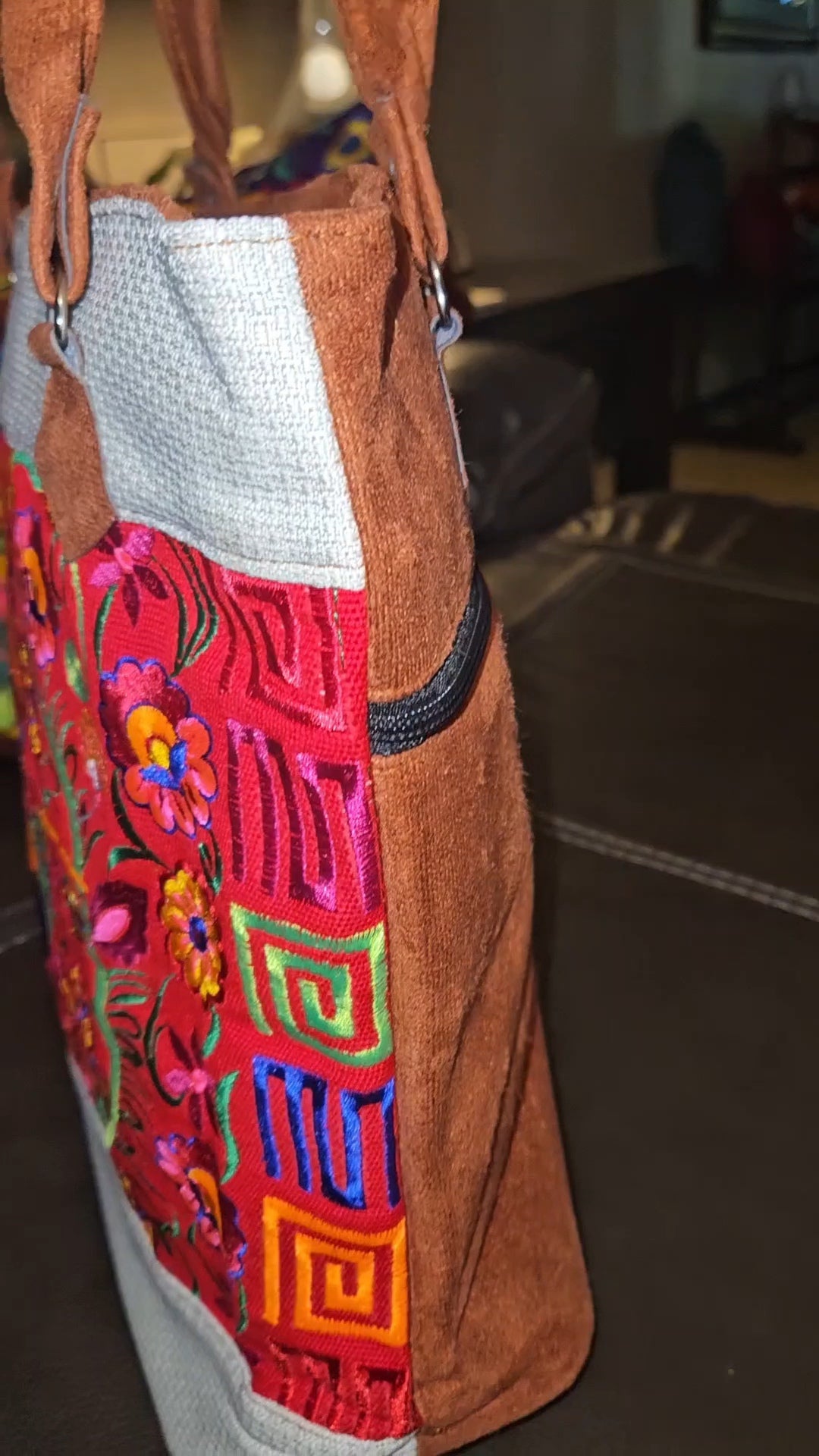 Embroidered Hummingbird Tote Purse