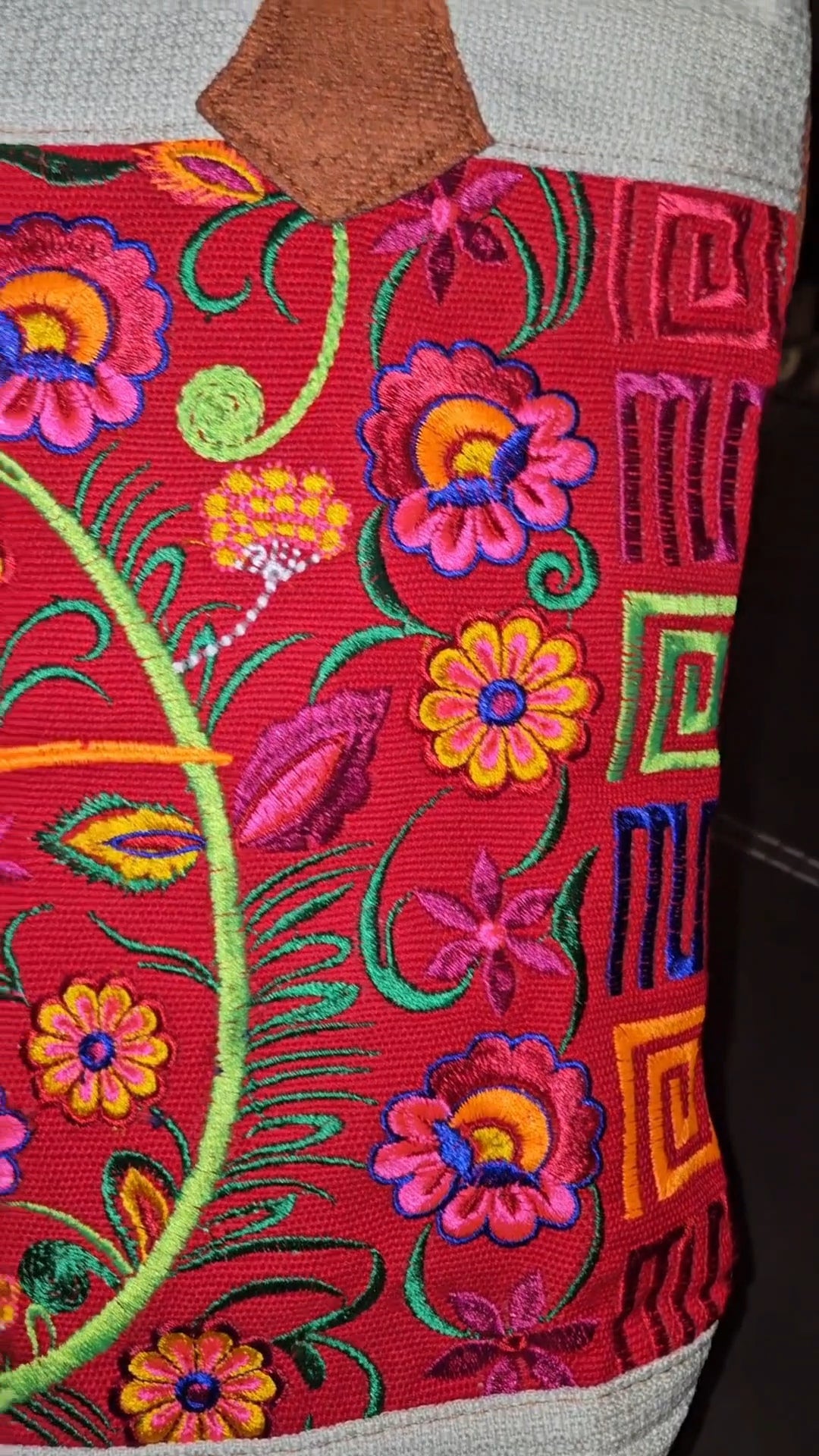Embroidered Hummingbird Tote Purse