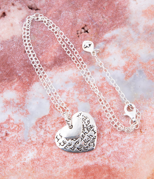 Sterling Silver Engraved Heart Pendant Neckalce