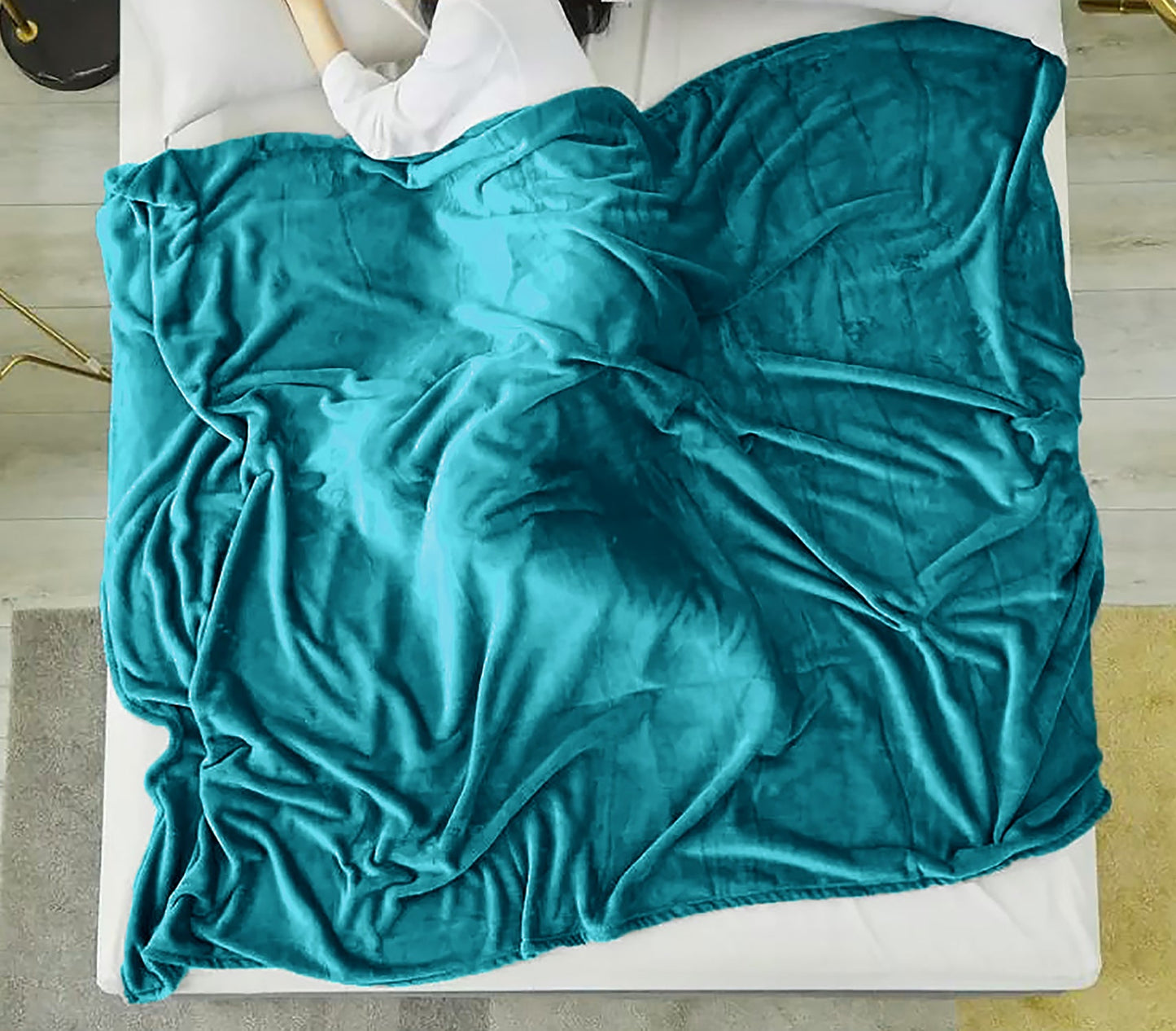 Queen Size Turquoise Extra Soft Cozy Microfiber Solid Color Throw Picnic Sofa Bed Blanket